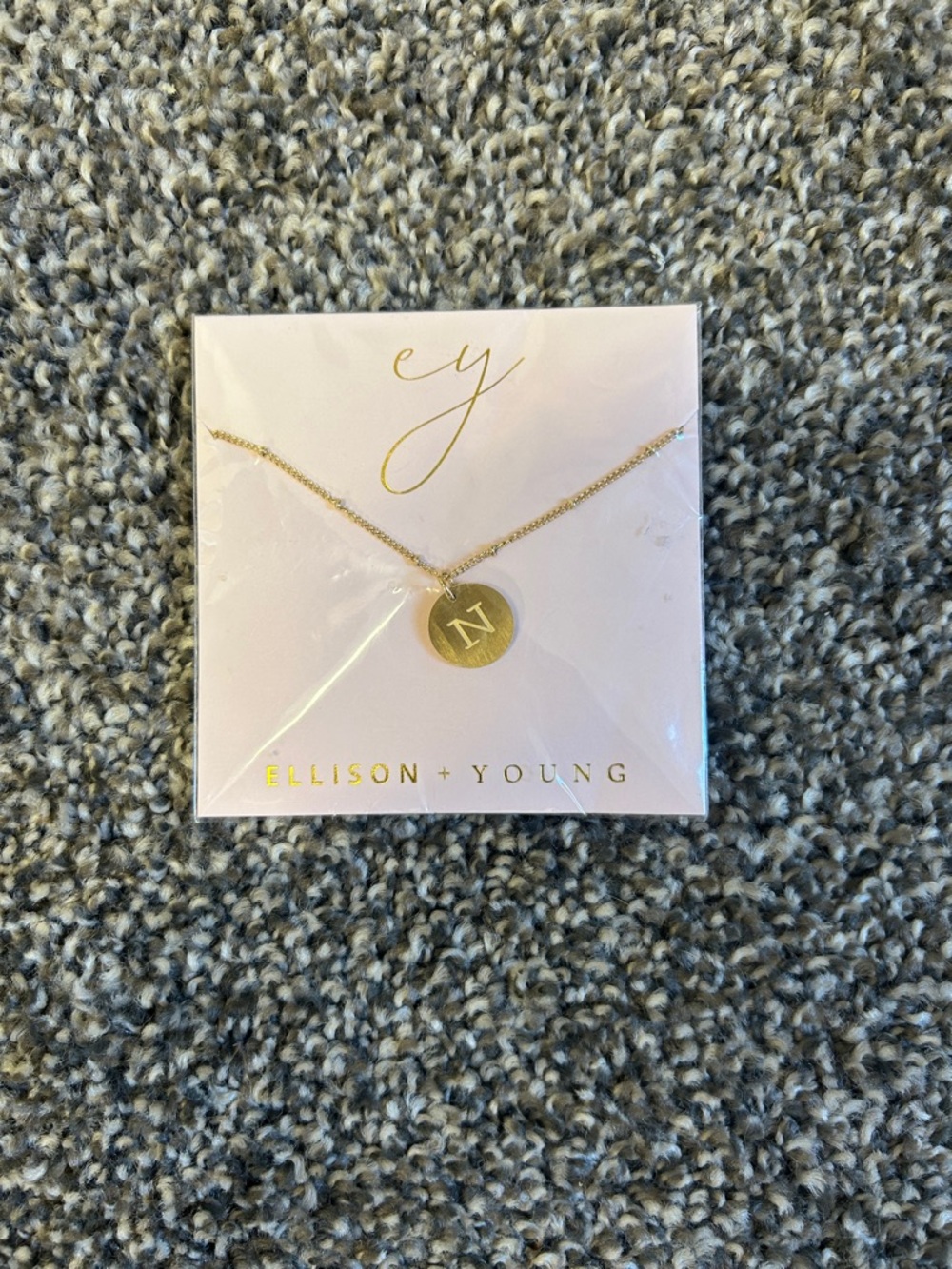 Ellison + Young Gold Initial 'N' Disc Necklace